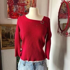 req required to wear red knit sweater top